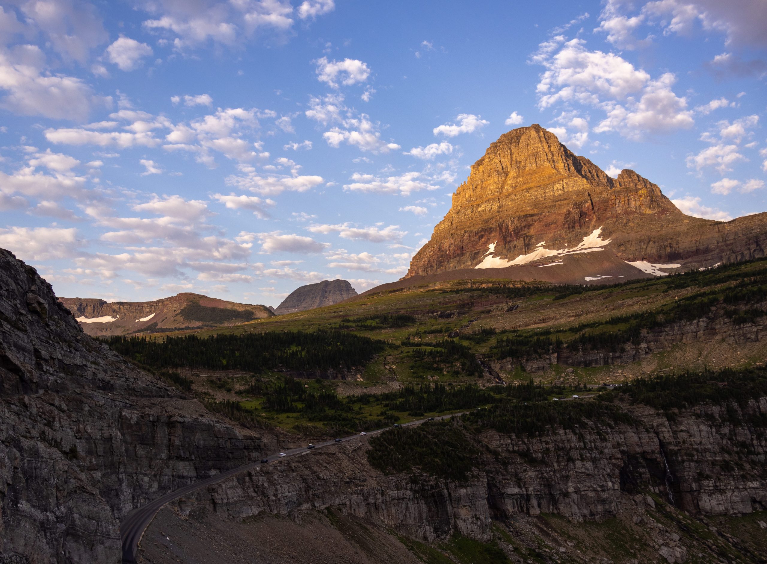 Logan Pass in Glacier National Park at sunrise